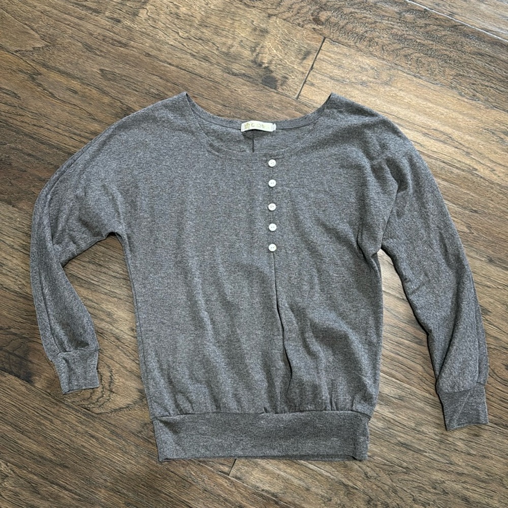 Gray wide neck lightweight sweater